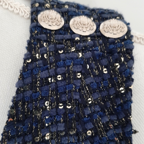White House Black Market Lurex Sequin Navy Tweed Dress Size 0 NWT - Picture 6 of 11